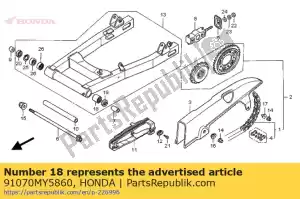 Honda 91070MY5860 rolamento, agulha 22 - Lado inferior
