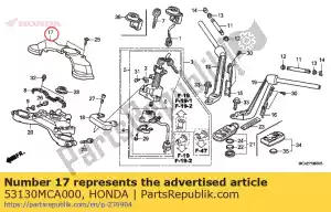 honda 53130MCA000 cubierta, centro de la manija - Lado inferior