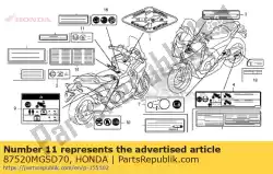 Qui puoi ordinare etichetta, limite di carico da Honda , con numero parte 87520MGSD70: