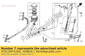 Honda 43512MY1006 hose, master cylinder - Bottom side
