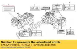 Here you can order the label, french translation from Honda, with part number 87562HM8850: