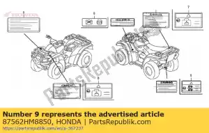 honda 87562HM8850 etichetta, traduzione francese - Il fondo