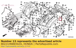 honda 80221HN8650ZA spatbord, l. rr. zijde * nh1 * (nh1 zwart) - Onderkant