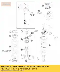 ktm 91110005S resorte 220mm 85n / mm (61) - Lado inferior