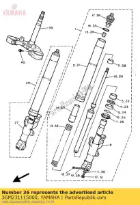 Yamaha 3GM231115000 perno, tapa - Lado inferior