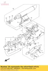 yamaha 11C147100100 uitlaatdemper 1 - Onderkant