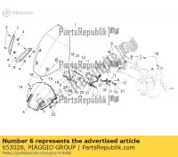653028, Piaggio Group, supporto parabrezza sinistro gilera moto-guzzi gp norge zgulps01, zgulpt00, zgulps03 800 1200 2007 2009 2014 2016 2017, Nuovo