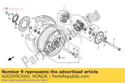 Ici, vous pouvez commander le sous roue assy, ?? Re auprès de Honda , avec le numéro de pièce 42650MEJ000: