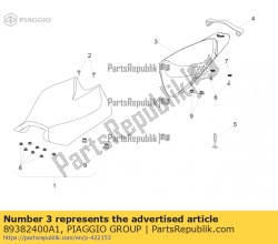 Aprilia 89382400A1, Rear saddle, OEM: Aprilia 89382400A1