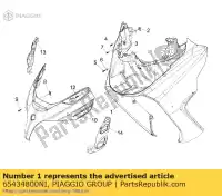 65434800NI, Piaggio Group, frontafschermingen, zwart, sufixo: ni_zwart mat meteor 80/b     , Novo