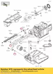 Tutaj możesz zamówić o-ring, 10,8x2,4 od Kawasaki , z numerem części 670D2011: