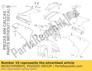 Piaggio Group 86592700WB45 rh carenado inferior. blanco - Lado inferior