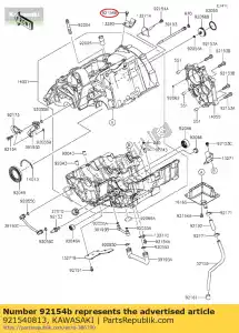 Kawasaki 921540813 perno, bridado, 6x14 - Lado inferior