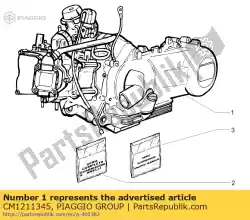 Aqui você pode pedir o 125 motor nexus 4t / 4v e3 para sp. P. Em Piaggio Group , com o número da peça CM1211345: