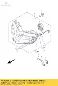 suzuki 3510016G30999 koplamp assy - Onderkant