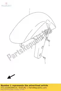 suzuki 5311018G00019 fender comp, weer - Onderkant