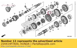 Aqui você pode pedir o engrenagem, segundo contraeixo (41t) em Honda , com o número da peça 23441HP7A00: