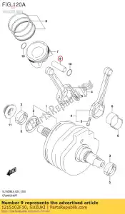 Suzuki 1215102F10 pino, pistão - Lado inferior