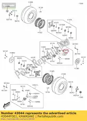 Here you can order the holder-comp-caliper,fr kvf300c from Kawasaki, with part number 43044Y001: