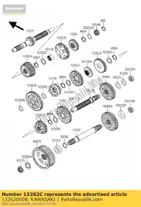 Kawasaki 132620008 gear,output 3rd,39t - Bottom side