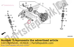 Ici, vous pouvez commander le arbre, ex. Culbuteur auprès de Honda , avec le numéro de pièce 14451KRNA40: