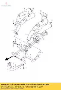 Suzuki 1478006G01 cobrir comp, muff - Lado inferior