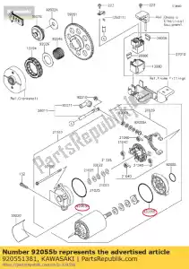 kawasaki 920551381 ring-o, startmotor kl650-a1 - Onderkant