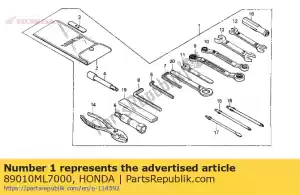 Honda 89010ML7000 conjunto de herramientas - Lado inferior