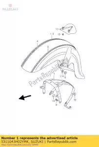 suzuki 5311043H02YMK garde-boue avant - La partie au fond