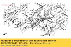 Here you can order the muffler comp., r. From Honda, with part number 18305MCA641: