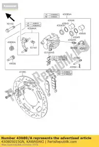 Kawasaki 430805015GN pinza-sub-conjunto, fr, rh, s - Lado inferior