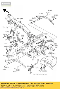 Kawasaki 350630364 rester, silencieux - La partie au fond