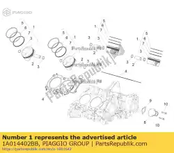 Qui puoi ordinare pistone (b) da Piaggio Group , con numero parte 1A014402BB: