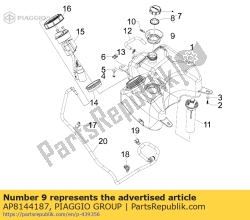 Aprilia AP8144187, Brandstof collector rubber, OEM: Aprilia AP8144187