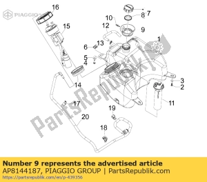 aprilia AP8144187 colector de combustible de goma - Lado inferior