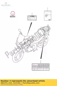 suzuki 6862911J00 étiquette - La partie au fond