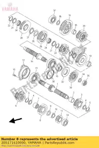 yamaha 20S171610000 gear, 6th pinion - Bottom side