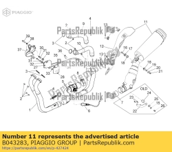 Aprilia B043283, Silenciador, OEM: Aprilia B043283