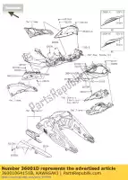 36001064151B, Kawasaki, côté couverture, queue, droite, m.m.c zx100 kawasaki zx 1000 2016, Nouveau