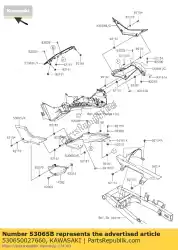 Here you can order the cover seat,side,rh,m. S. B er250 from Kawasaki, with part number 530650027660: