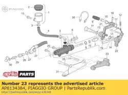 Aqui você pode pedir o suporte do cilindro mestre traseiro em Piaggio Group , com o número da peça AP8134384: