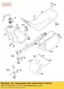 ktm 58307340350 capa de assento sx, sc - Lado inferior