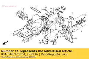Honda 80105MCJ750ZA fender b, rr. * nh1 * - Lado inferior