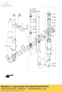 yamaha 3P6231020100 conjunto do garfo dianteiro (l.h) - Lado inferior