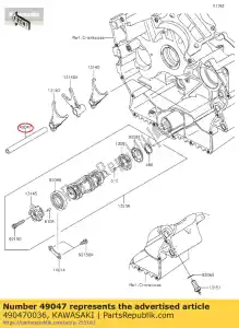 Kawasaki 490470036 rod-shift - Lado inferior