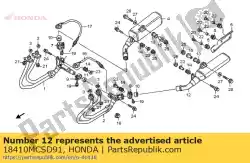 geluiddemper comp., l. Van Honda, met onderdeel nummer 18410MCSD91, bestel je hier online: