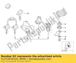 Here you can order the ignition key (code) from BMW, with part number 51257656426: