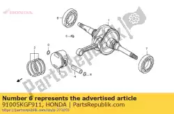 Aqui você pode pedir o rolamento, esfera radial, 620 em Honda , com o número da peça 91005KGF911: