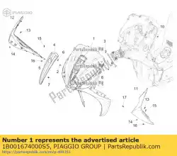 voorste schild van Piaggio Group, met onderdeel nummer 1B001674000S5, bestel je hier online: