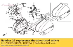 hefboom, l. Zadeltasvergrendeling * nh1 * (nh1 zwart) van Honda, met onderdeel nummer 81370MCSG00ZA, bestel je hier online: